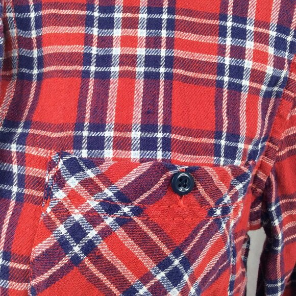 RL Utility Denim & Supply Ralph Lauren Top Womens Medium Linen Red Blue Plaid - Picture 7 of 10